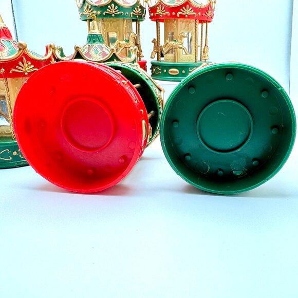 Vintage Christmas Carousel Horse Ornaments Set Of 7 - 4"x3" Red & Green - Picture 6 of 10